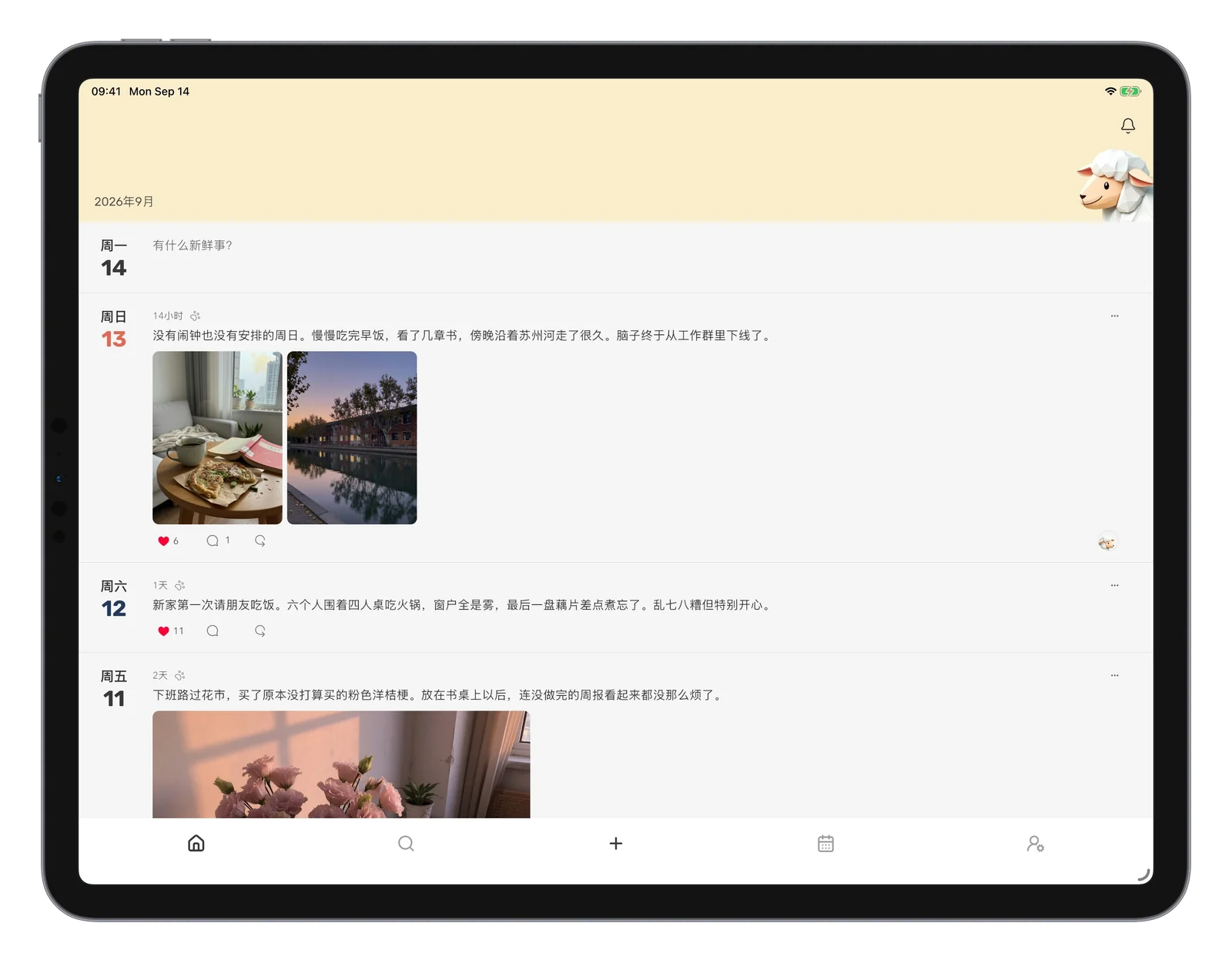 带有照片的 Mouton 时间线