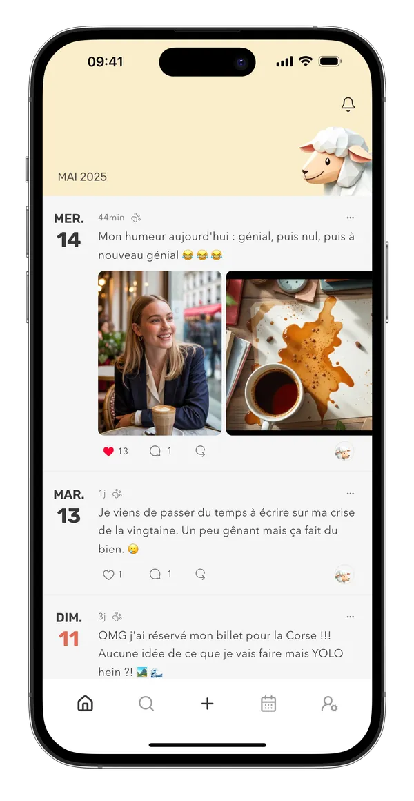 Le fil de Mouton avec des photos dans les entrées